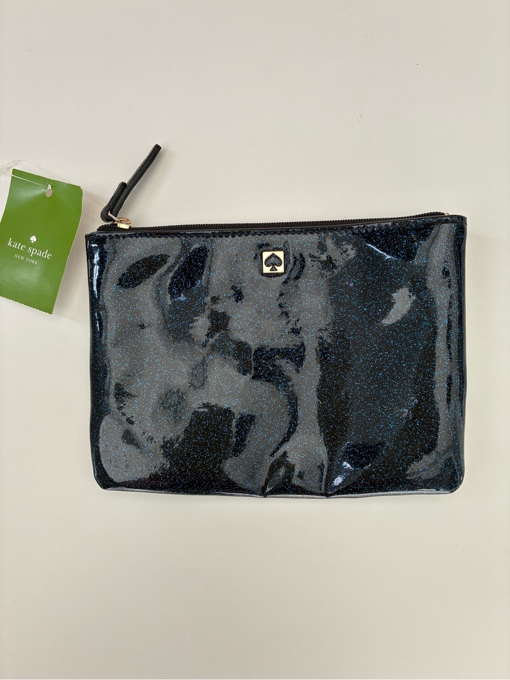 Kate Spade Mavis Street Offshore Blue Glitter Mini Pouch NWT WLRU2390